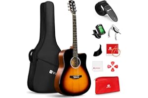 Vangoa Acoustic Guitar for Beginner Adult 41 Inch Full Size Cutaway Acoustic Guitar Bundle Kit Sunburst Dreadnought Acustica 