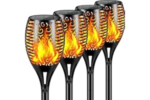 Aigleya Solar Lights Outdoor 99 LED Higher & Larger Flickering Flame Solar Torch Lights 43" Waterproof Outdoor Lighting Solar Powered Pathway Lights Christmas Decorations for Garden Patio Yard, 4Pack