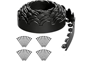 NEYCIL Landscape Edging 33ft, 4in Tall Garden Edging with 40pcs Spikes, Heavy Duty Lawn Edging Kit, Flexible Plastic Landscap