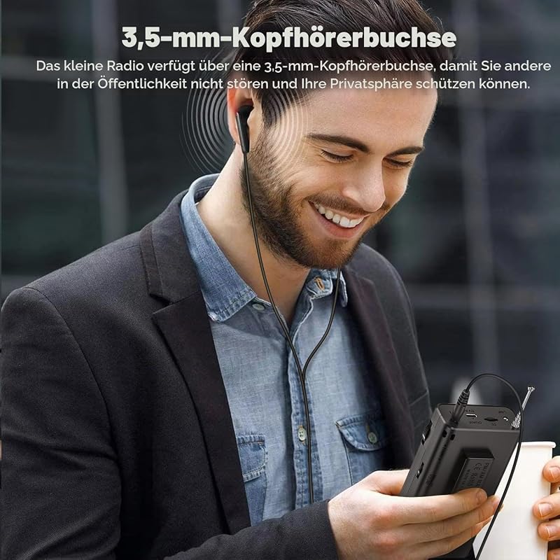 kleines Radio, AM/FM Radios, Taschenradio mit Rückenclip, (Schwarz) — Foto 7 von 7