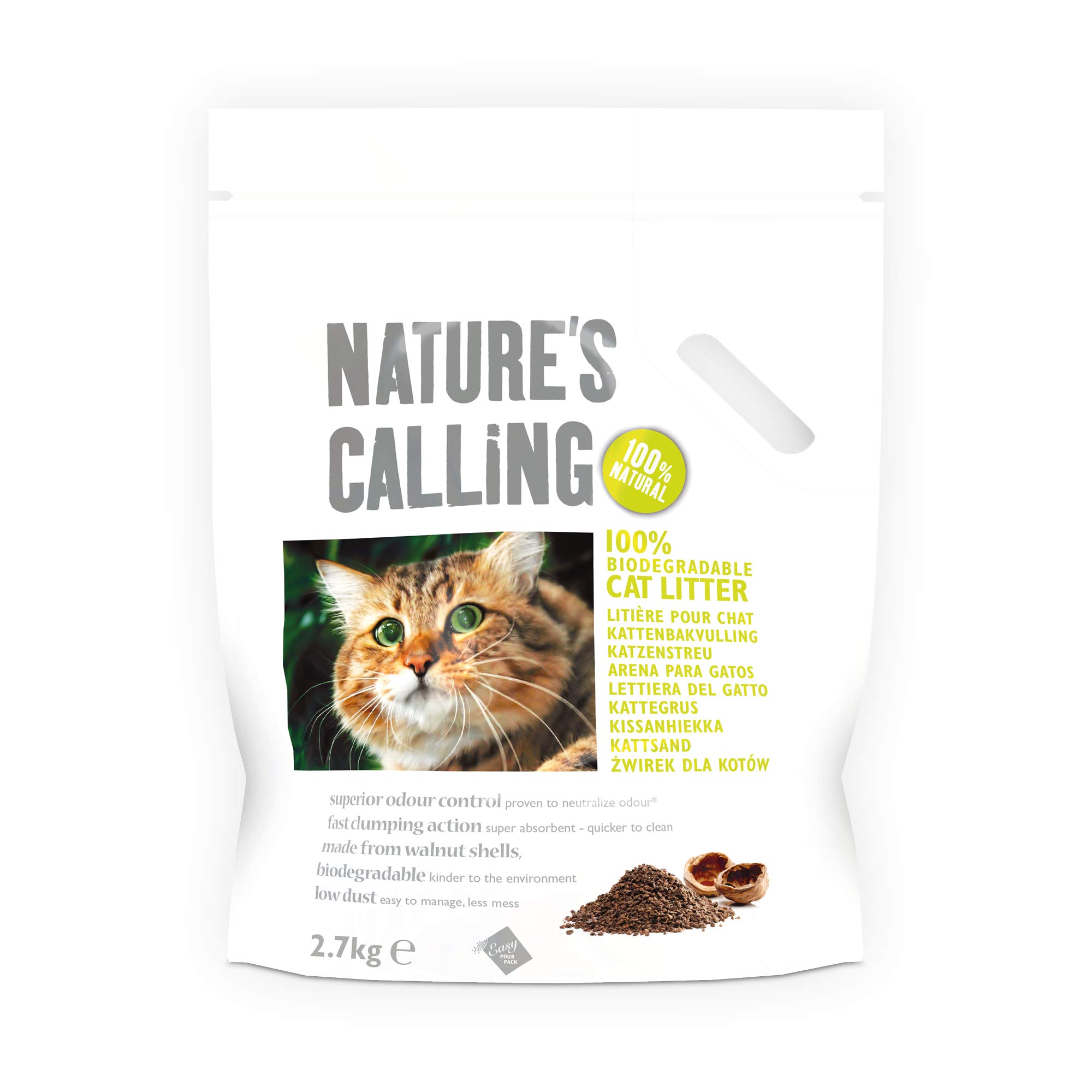 13.5Kg Walnut Shell Cat and Kitten Litter, Ultra Absorbent Clumping Litter, Biodegradable with Superior Odour Control Eco Friendly
