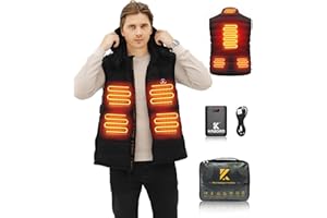KRBORO Men's Heated Vest with 14400mAh Rechargeable Battery Pack Included, Lightweight Down Sport Vest Hunting Gifts For Men