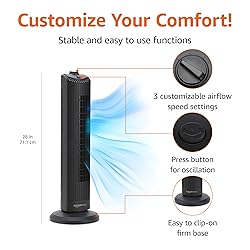 Amazon Basics 28" 60-Degree Oscillating Tower Fan