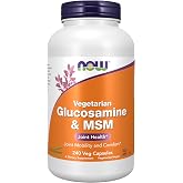 NOW Supplements, Vegetarian Glucosamine &amp; MSM, w/ GreenGrown&reg;, 240 Veg Caps