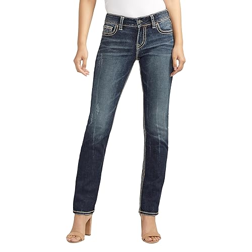 Silver Jeans Co. Suki Mid Rise Curvy Fit Straight Leg Jeans | Trendy & Stylish Denim Bottoms