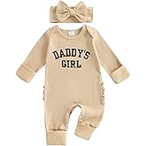 FYBITBO Newborn Baby Girl Fall Winter Outfits Daddys Girls Onesie Romper Long Sleeve Knit Jumpsuit Infant Coming Home Outfit