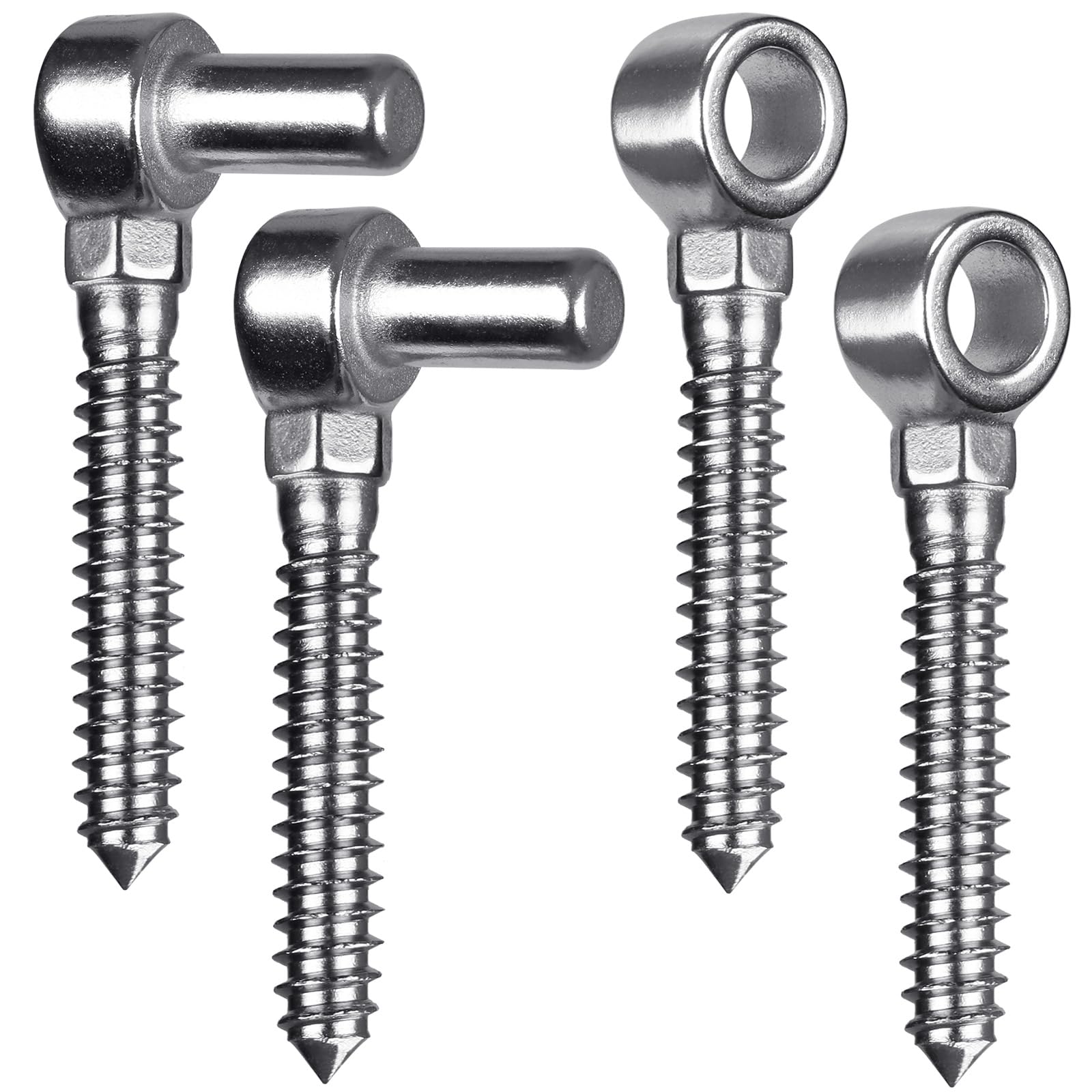 Insaga Gate Hinge M16, 2 Set Heavy Duty Farm Gate Screw Hook and Eye Hinge Pin Hanger Stainless Steel Metal Gate Hinges Hardware for Wooden Fence/Garden Gate/Field Gate/Driveway, 110mm