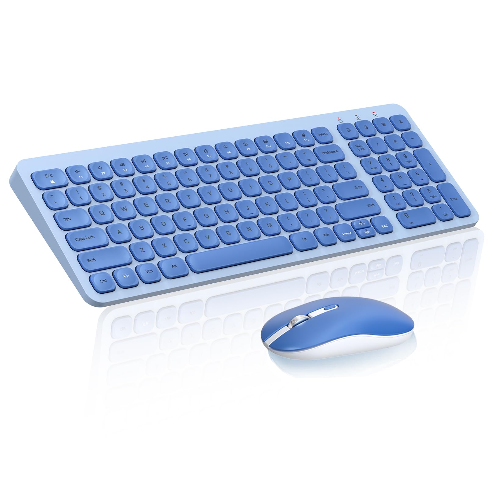 Photo 1 of cimetech Wireless Keyboard Mouse Combo, Compact Full Size Wireless Keyboard and Mouse Set Less Noise Keys 2.4G Ultra-Thin Sleek Design for Windows, Computer, PC, Notebook, Laptop - Blue