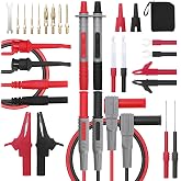 EDGELEC 28 Pcs Multimeter Test Leads Kit with Replaceable Gold-Plated Multimeter Probes, Alligator Clips, Test Hooks,Back Probe Pins with Tool Bag