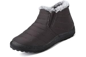 Womens Mens Winter Snow Waterproof Boots Fur Lined Flat Ankle Outdoor Walking Warm Shoes