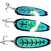 UV &amp; Glow Premium Magnum King Chinook Salmon Trolling Spoons 3 Pack