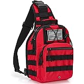 First Aid Sling Backpack - EMS Equipment Emergency Medical Supplies Tactical Range Shoulder Molle Bag - Heavy Duty Sports Outdoor Rescue Pack - Perfect for Camping Hiking Trekking - Red