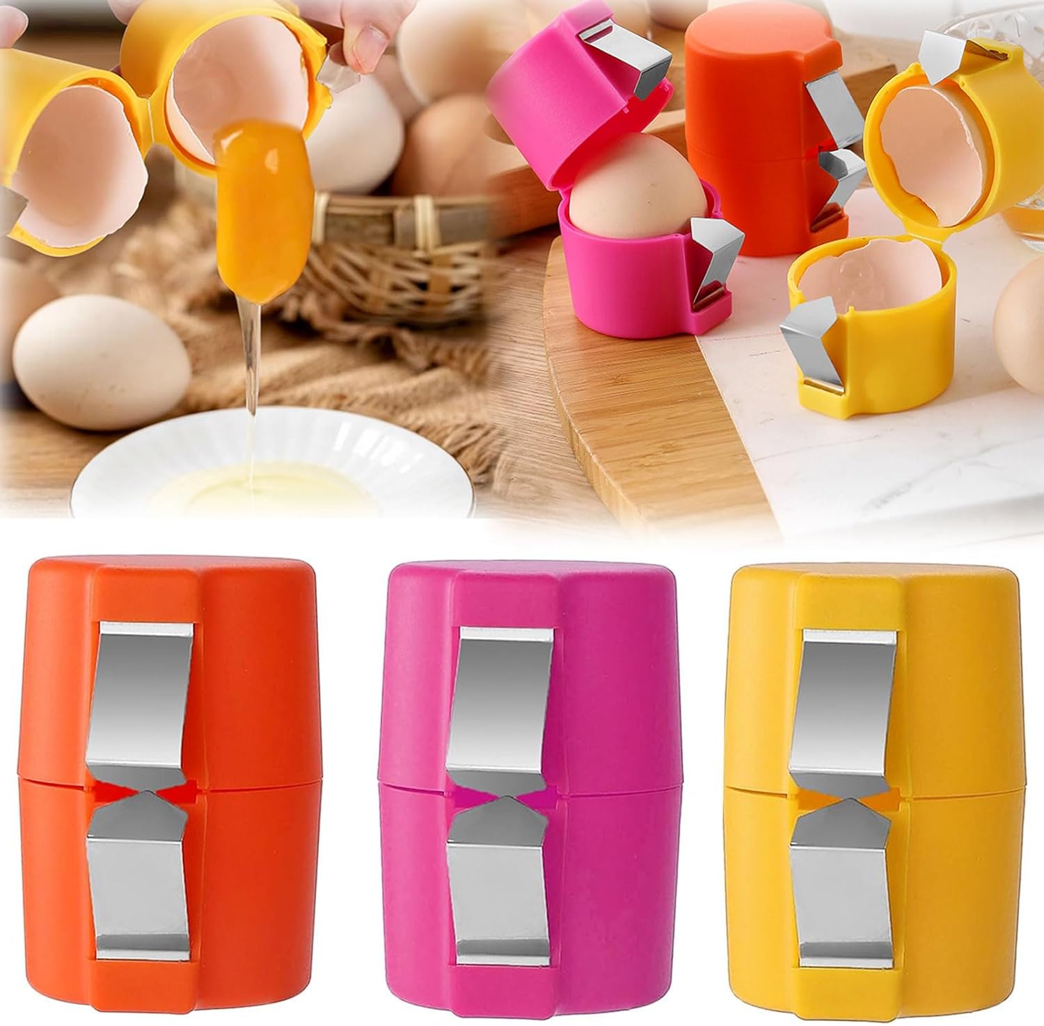 Photo 1 of 3 PCS Egg Shell Opener, 2025 Egg Cracker Tool for Raw Eggs, Portable Egg Shell Opener Tools, Handheld Eggs Breaker Multifunctional Egg Cutter Egg Cracker and Separator