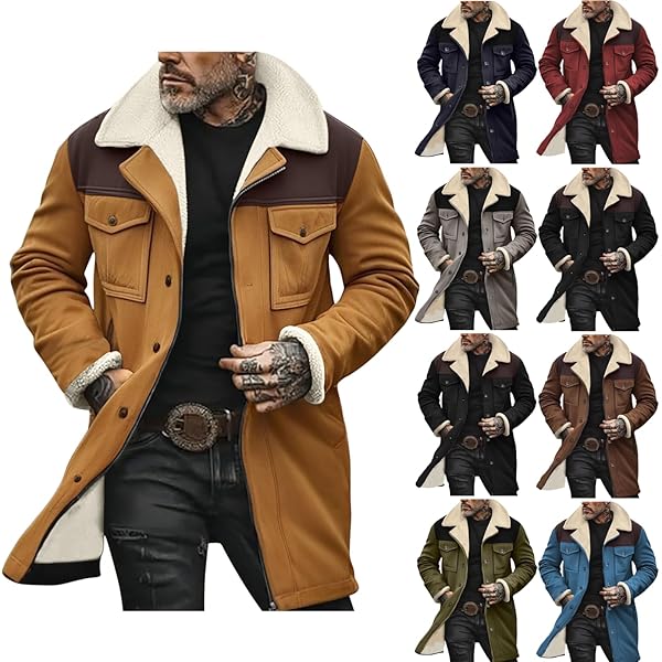 Amazon.com: RSZGSWS Vintage Suede Jacket for Men Sherpa Lined