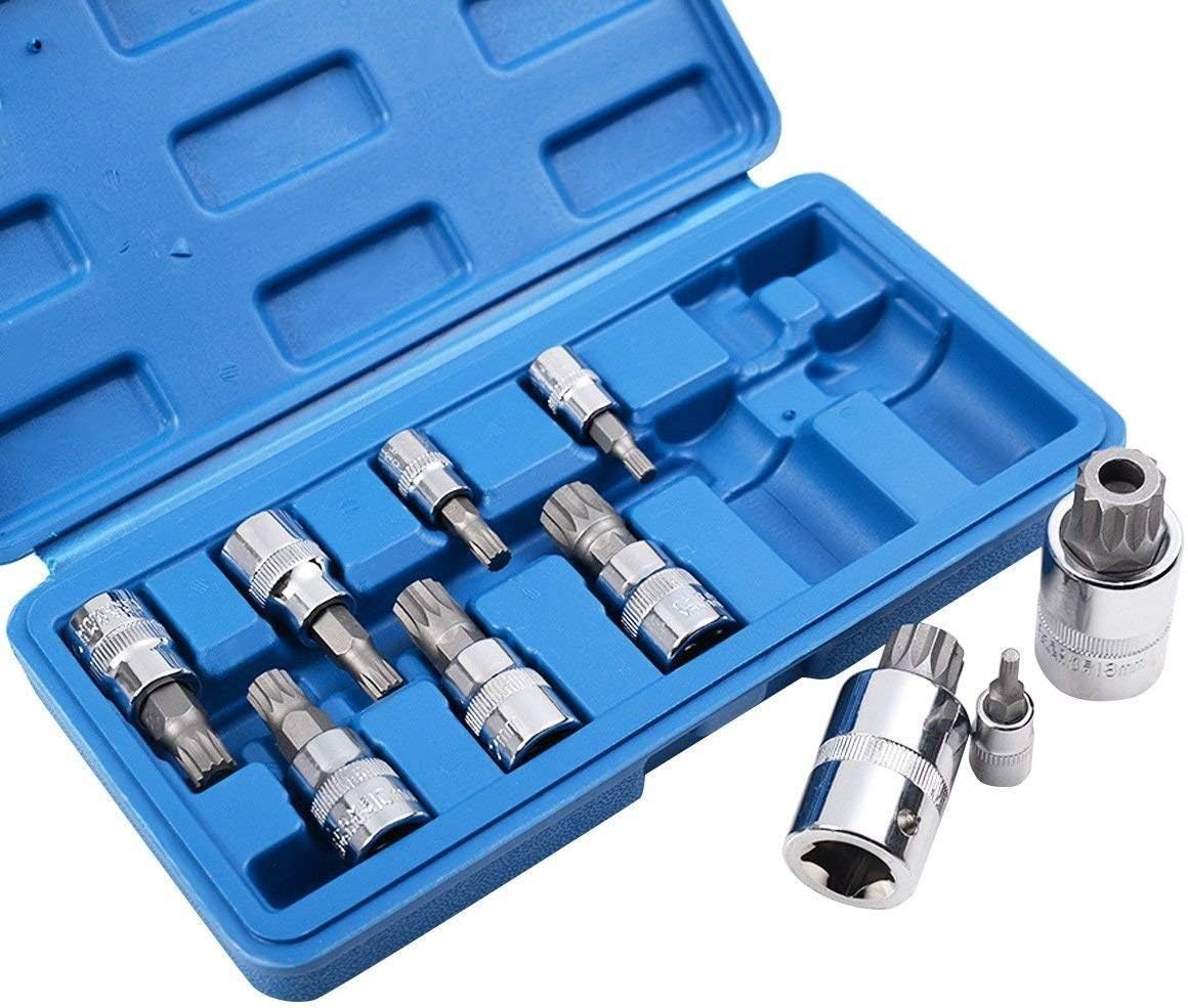 GOFLAME Bit Socket Set 10 PC 12 Point MM Triple Square Universal SAE and Metric Kit