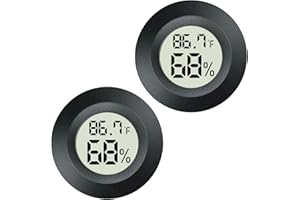 Meggsi 2 Pack Mini Digital Hygrometer Gauge Indoor Thermometer, LCD Monitor Temperature Outdoor Humidity Meter for Greenhouse Jars Incubators Guitar Case, Fahrenheit (℉) or Celsius(℃)