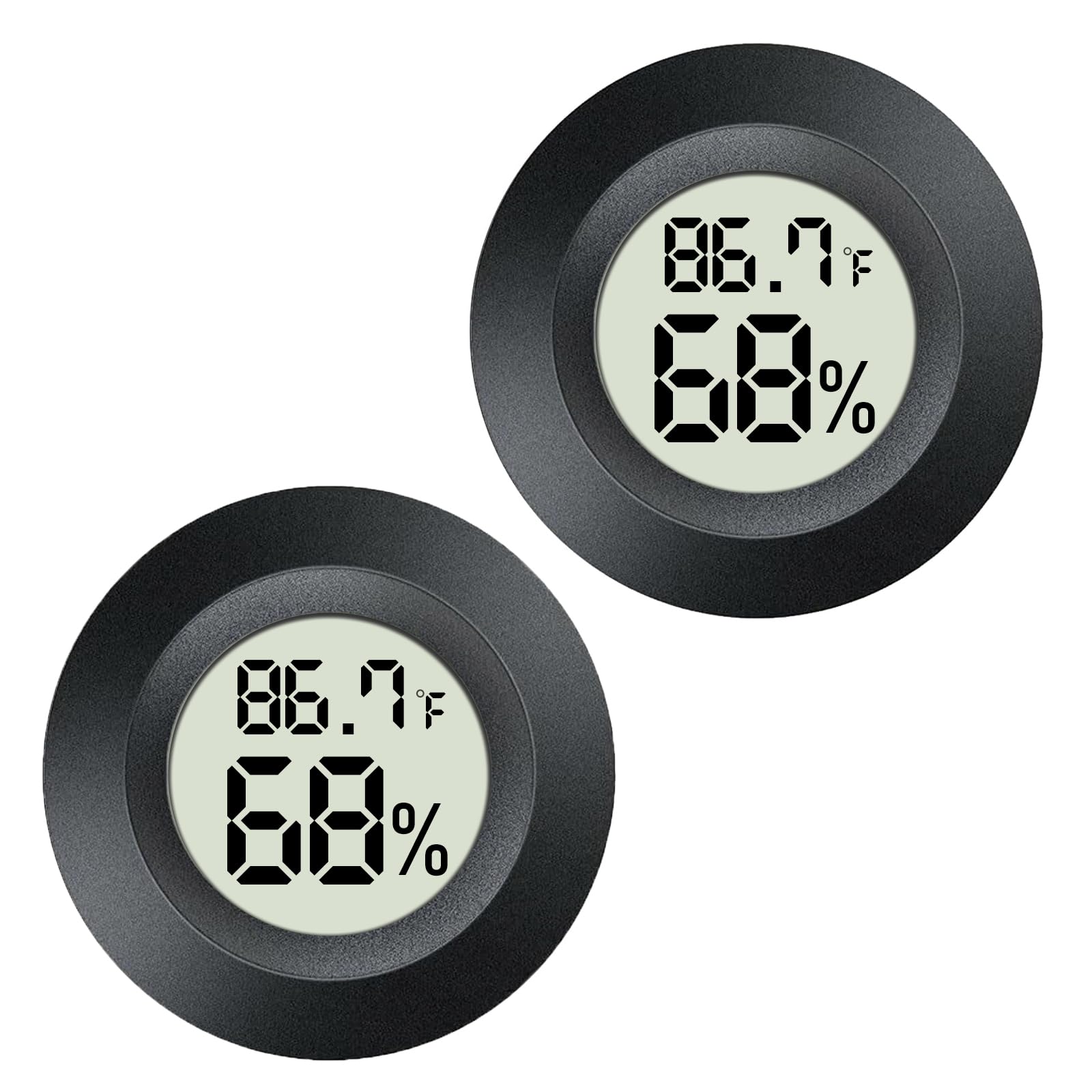 Photo 1 of Meggsi 2 Pack Mini Digital Hygrometer Gauge Indoor Thermometer, LCD Monitor Temperature Outdoor Humidity Meter for Greenhouse Jars Incubators Guitar Case, Fahrenheit (?) or Celsius(?)