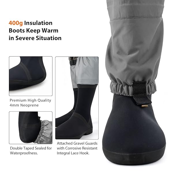 WIN.MAX CHEST FISHING WADERS FOR MEN AND WOMEN, 3-PLYER NYLON WATERPROOF LIGHTWEIGHT WADERS WITH 4MM NEOPRENE STOCKINGFOOT (XL)