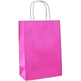 ADIDO EVA 12 PCS Small Gift Bags Magenta Kraft Paper Bags with Handles for Party Favors (8.2 x 6 x 3.1 In)