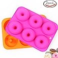 LoveS (2pcs) 6-Cavity Silicone Donut Baking Pan/Non-Stick Donut Mold, Dishwasher, Oven, Microwave, Freezer Safe