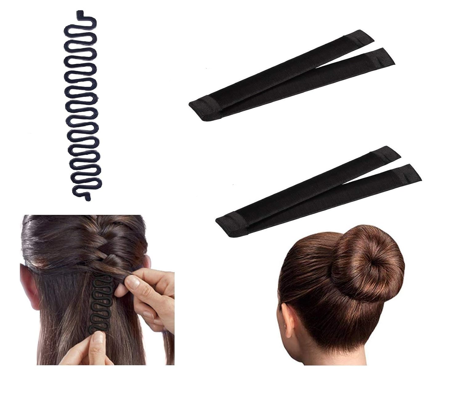 Jampak Hair Bun Shaper Set 2 Pcs French Donut Bun Maker 1 Pc