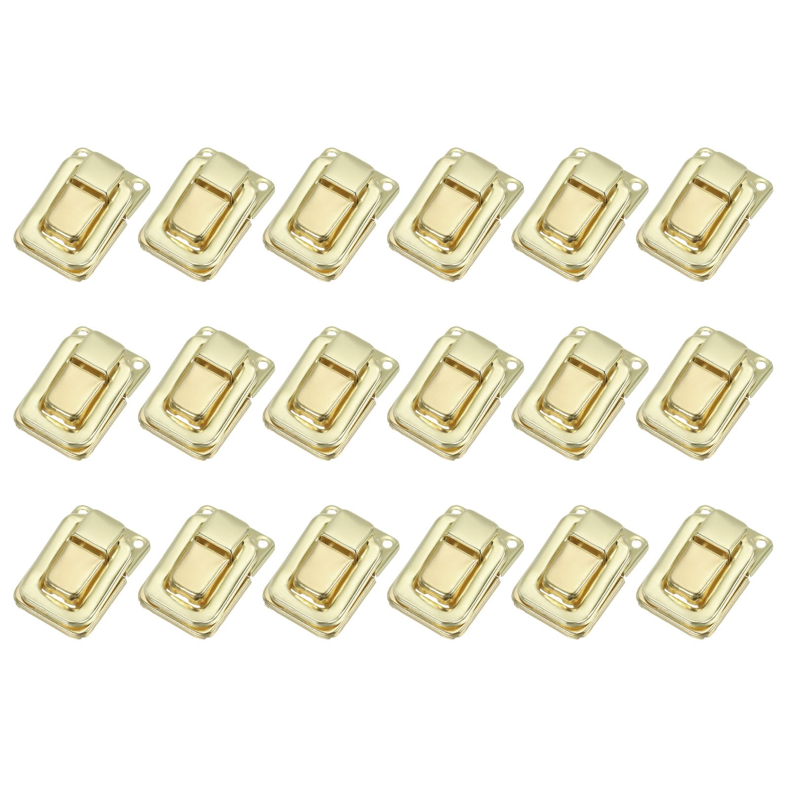 PATIKIL Toggle Catch Lock 1.4" x 0.9", 18 Pack Metal Buckle Hasp Lock Latch Clasp for Jewelry Box Wooden Case Decoration, Light Gold