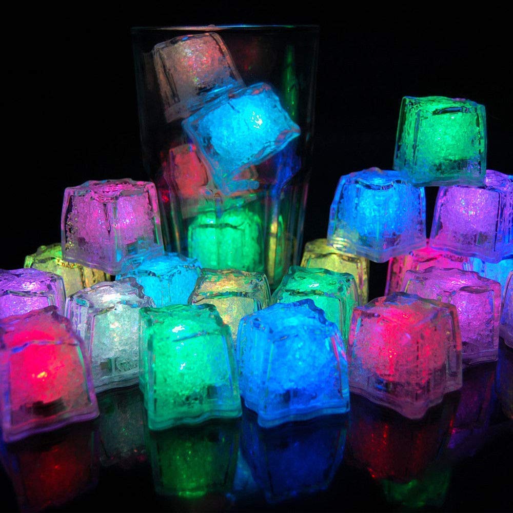 12 Pack Light-up LED Ice Cubes for Drinks Wine Whiskey Color Changing Light Multicolor, LED Ice Cubes Liquid Sensor Water Activated Glowing, Best for Party Christmas Wedding Decoration