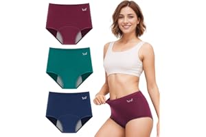 Benirap Period Underwear for Women Heavy Flow Leakproof High Waisted Cotton Panties Postpartum Menstrual Briefs 3 Pack
