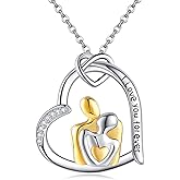 AXOMY Hug Necklace S925 Sterling Silver Hugging Pendant Necklaces Heart Couples Necklace Anniversary Jewelry Gifts for Women Wife Couple Her Valentines Christmas Day Gift