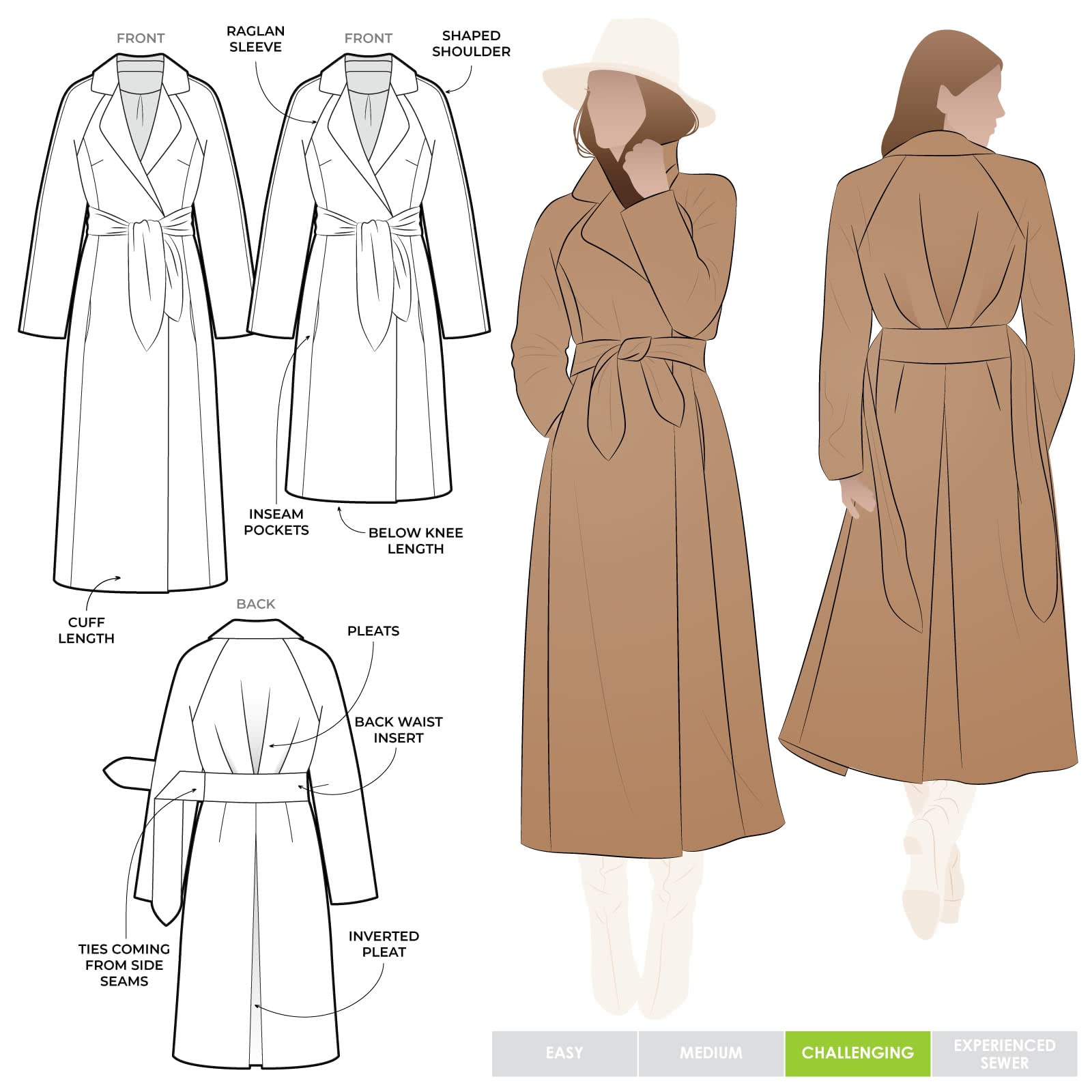 Style Arc Sewing Pattern - Ormond Designer Coat (Sizes 18-30)