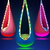 OUTREE Light Up Pod Swing Seat, Sensory Swing with LED Light, Cotton Kids Chair for Indoor and Outdoor, Hammock Chair Easy to Install, Blue