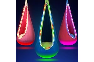 OUTREE Light Up Pod Swing Seat, Sensory Swing with LED Light, Cotton Kids Chair for Indoor and Outdoor, Hammock Chair Easy to Install, Blue