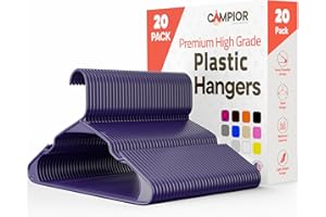 CAMPIOR Purple Plastic Hangers 20 Pack– Heavy-Duty Plastic Hangers Slim and Space-Saving Hangers, Durable and Lightweight Hangers with Non-Slip Shoulder Notches for Slip Dresses, Suits, Jackets & Camisoles