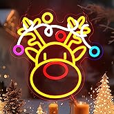 FITNATE Christmas Reindeer Neon Sign, LED Wall Decor Dimmable Elk Neon Light, Light Up Sign for Home Window Party Christmas Decoration