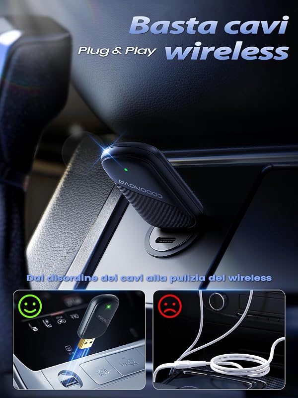 Mini CarPlay Wireless e Android Auto per Navigazione GPS Auto, Blu — foto 5 di 8