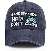 KKMKSHHG Side by Side Hair Don't Care Baseball Cap, Funny Embroidered Adjustable Washed Cotton Outdoor Car Hat for Women Men