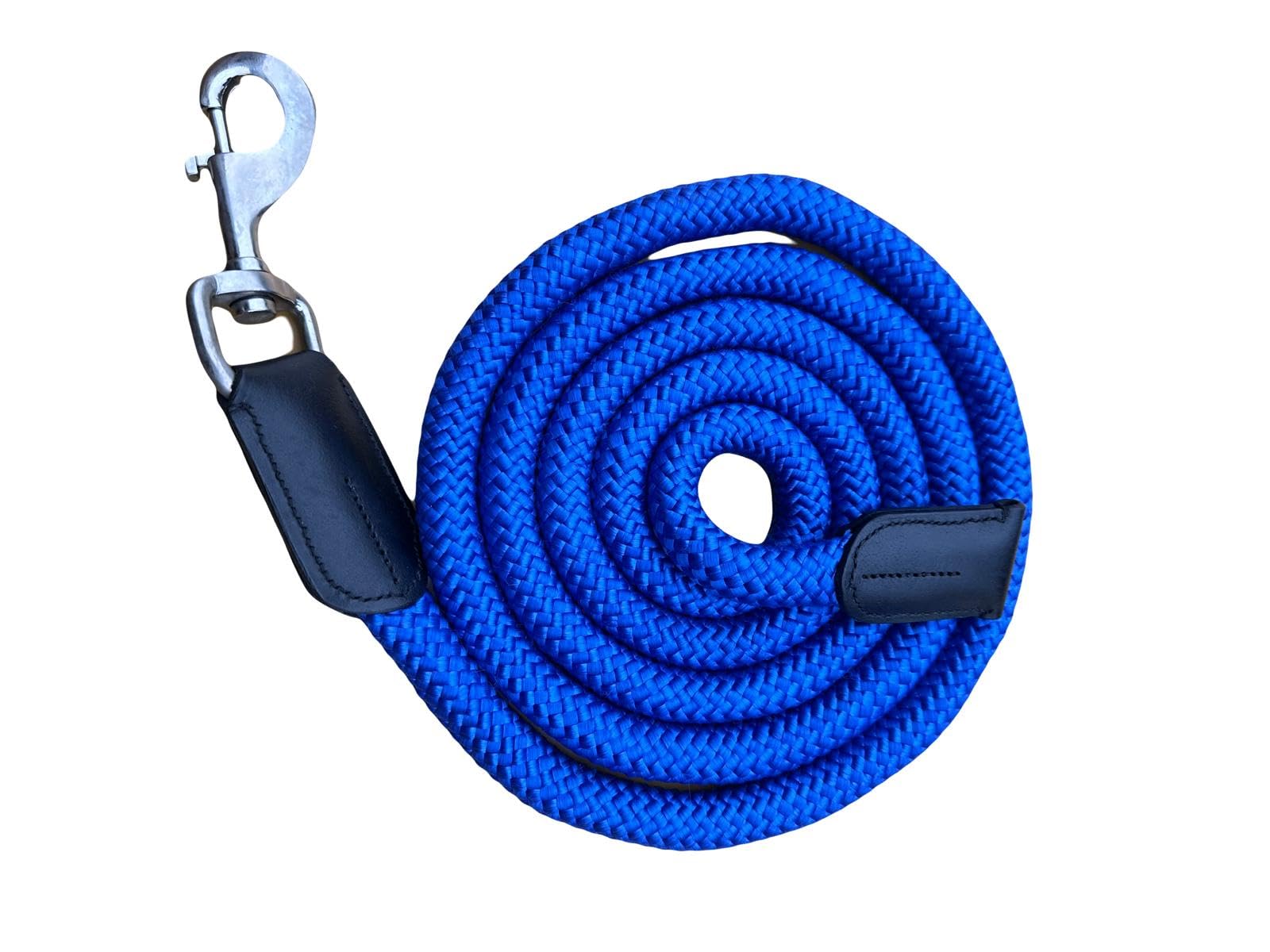 Luxury Horse Lead Rope for headcollars with Leather 18 mm thick (Royal Blue)