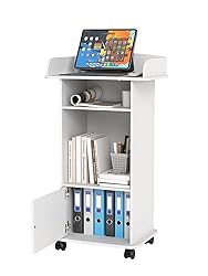 Qriocioa Podium Stand with Wheels Wooden Lectern
