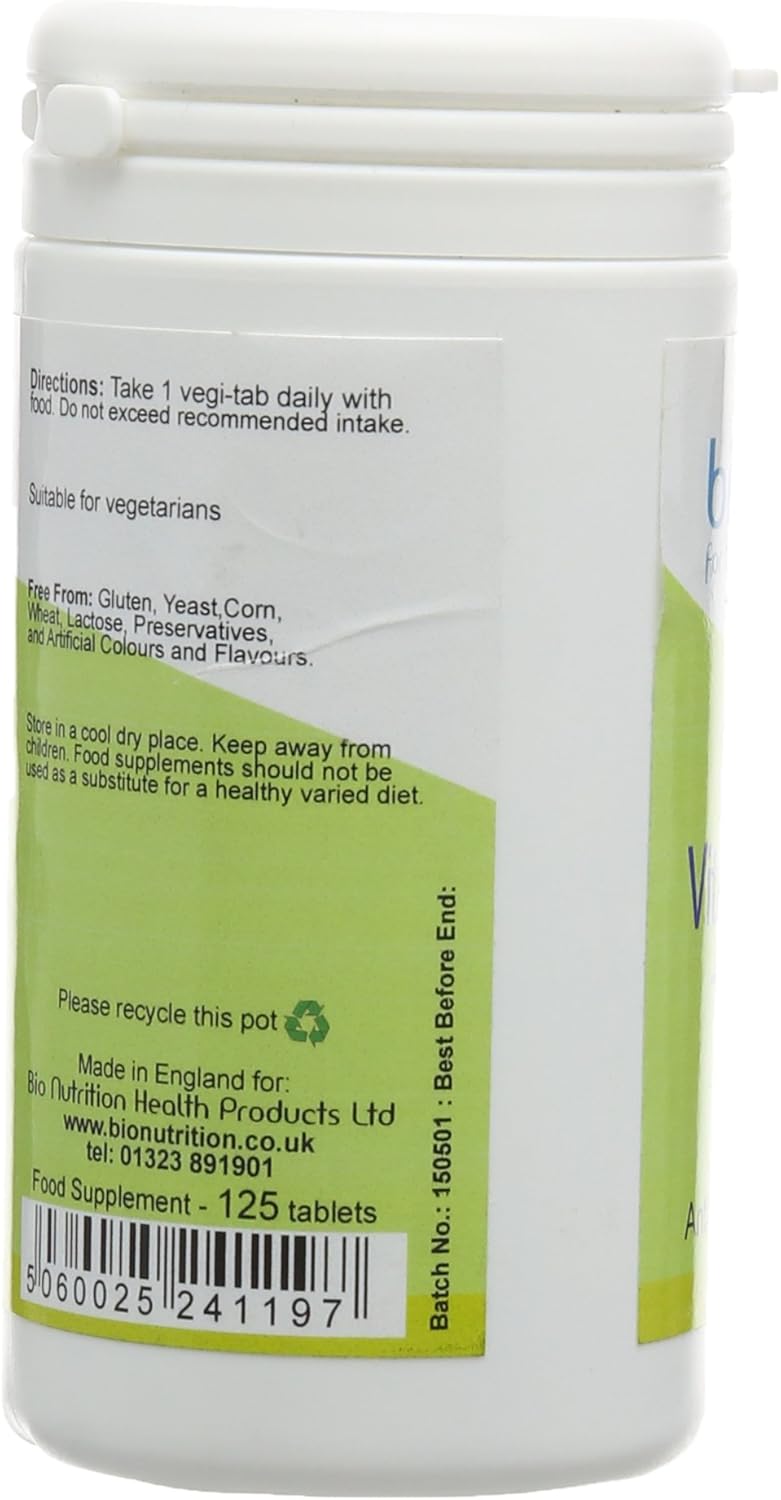 Bio Nutrition Vitamin C 500mg + Zinc 15mg : Antioxidant and Immune Vitamin and Mineral Combination : 125 Vegi Tablets - Image 5