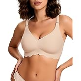 HORISUN Wireless T Shirt Bra Seamless Push Up Bralette Full Coverage V Neck Comfortable Bras for Women
