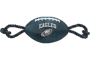 Pets First NFL Philadelphia Eagles Football Dog Toy, Tough Quality Nylon Materials, Strong Pull Ropes, Inner Squeaker, NFL Team Color