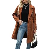 Bankeng Women Winter Wool Blend Camel Mid-Long Coat Notch Double-Breasted Lapel Jacket Outwear