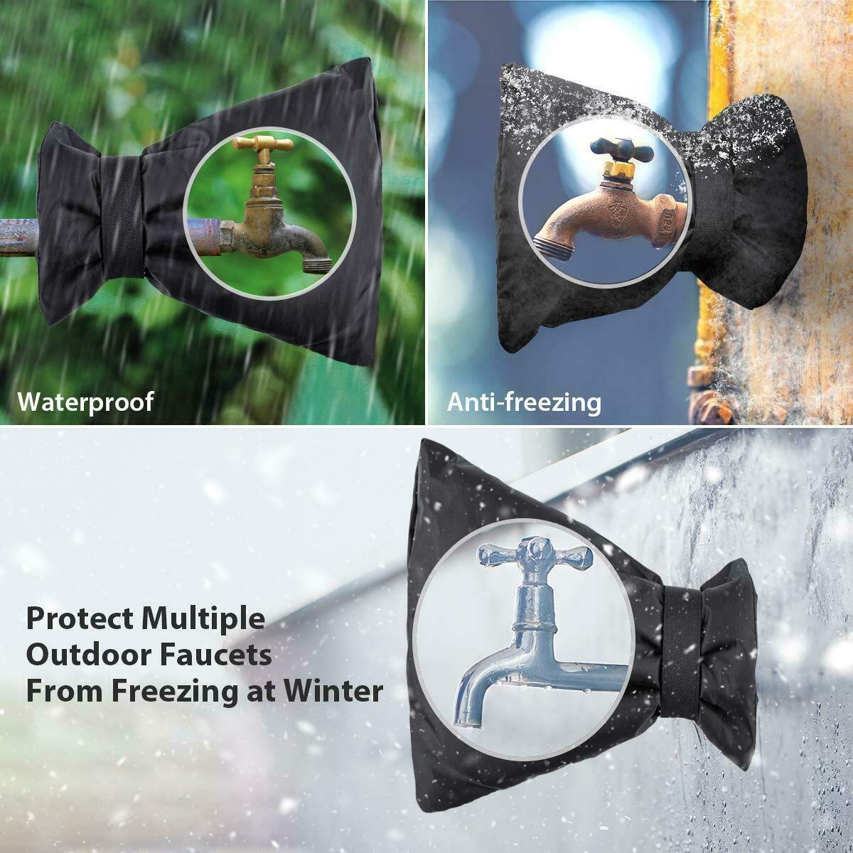 Serendipper Outdoor Faucet Covers Protector, Faucet Socks for Winter, 8.66\'\'x 6.3\'\', 210D Oxford Reusable Faucet Insulation, 3 Pack