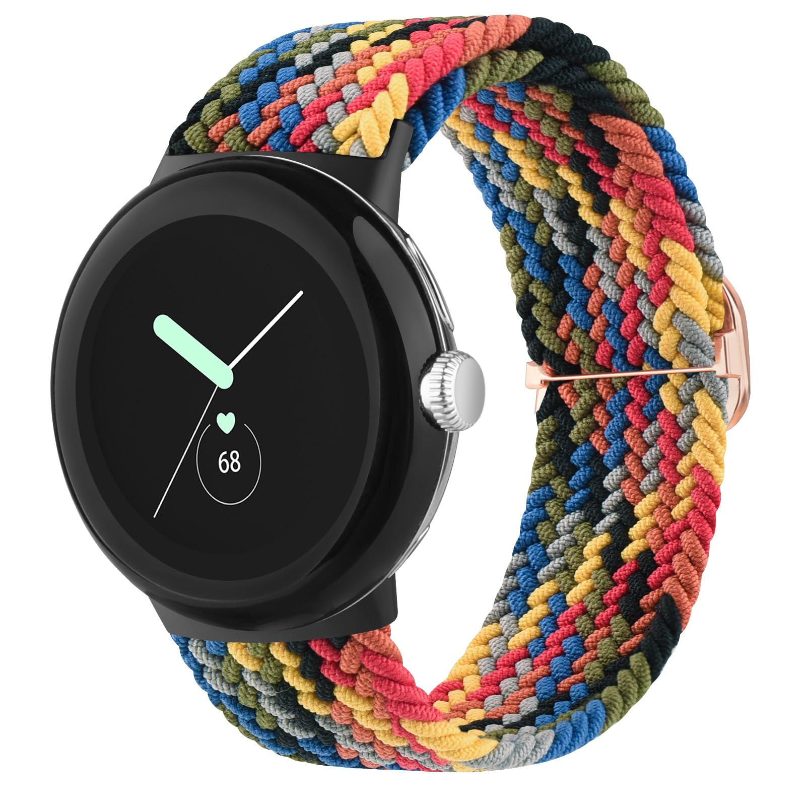 Amzpas Metal Band Compatible with Google Pixel Watch Bands for Women Men, Stainless Steel Mesh Loop Adjustable Wristband Replacement Strap for Google Pixel Watch 1/2 / 3 41mm Band (Rainbow)