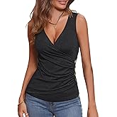 EasyGala Womens Deep V Neck Tank Tops Sexy Sleeveless Wrap Tops Fitted Ruched Shirts 2026
