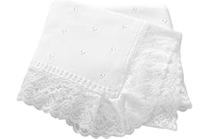 Knit Baby Blanket, Ultra Soft Breathable Cotton Baby Blankets with Lace Edge for Newborns, White Crib Blanket for Nursery & O
