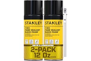 Stanley F903 Black Spray Foam Sealant (2x12oz) – Waterproof Expanding Polyurethane Foam for RV, Pond, Waterfall, Landscape & Automotive Applications – UV Resistant, Gap Filler Foam | 2 Pack