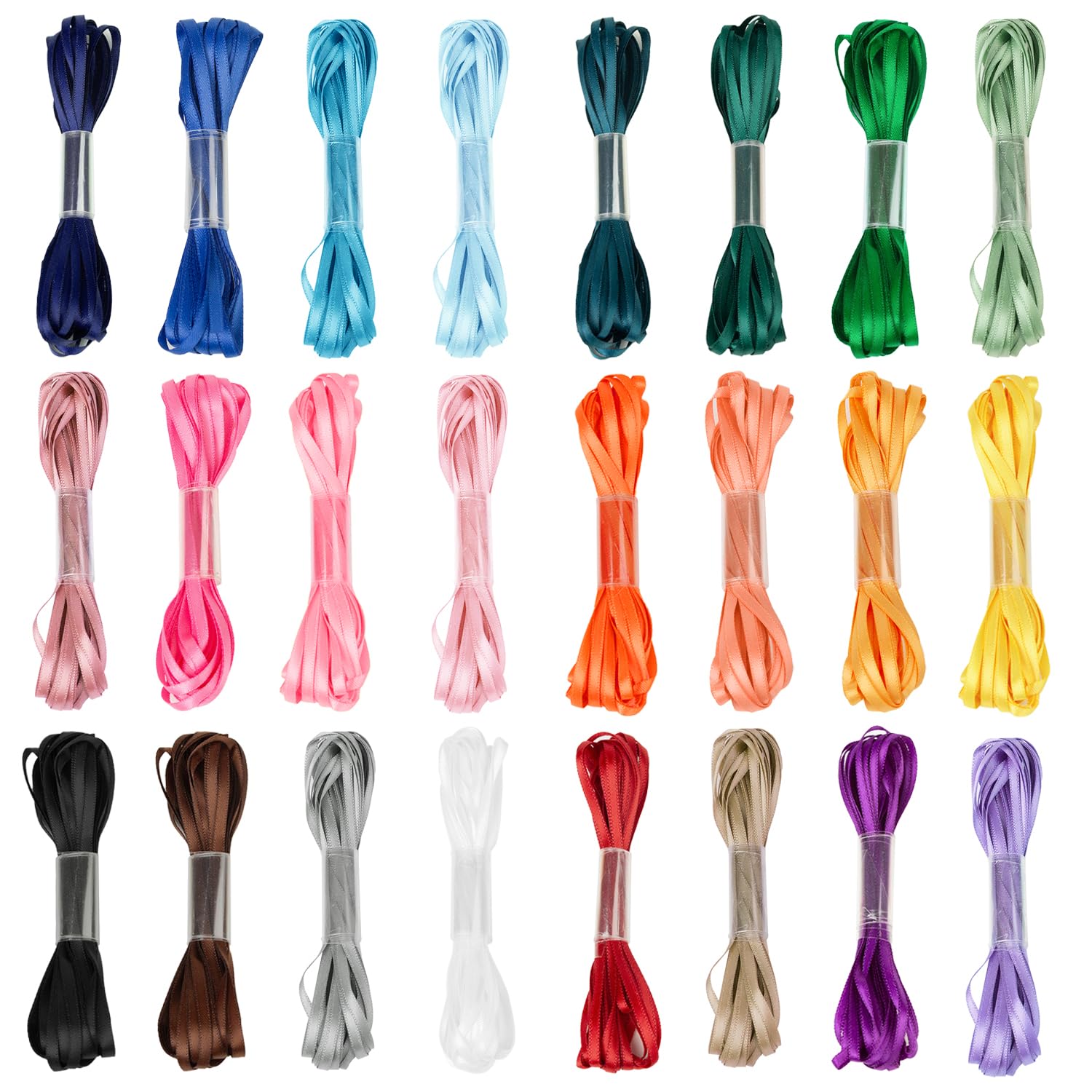 Photo 1 of 1/8 Inch Thin Ribbon for Crafts, Assorted Colorful Bulk Pack 120Yds, Double Faced Satin Set, Skinny Silk Fabric for Christmas Ornaments, Hair Bows, Sewing, Gift Wrapping