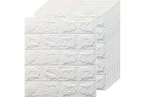 Greymond 3D Wall Panels Peel and Stick in White, 10 PCS XPE Foam 3D Wallpaper, Faux Brick Wall Panels for Bedroom, Stairs, Kitchen