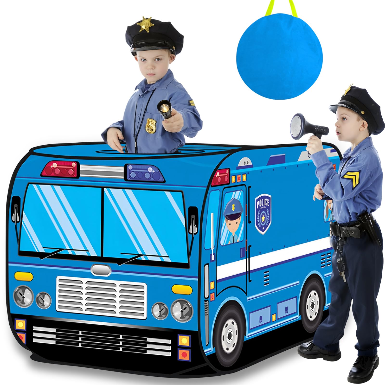 JONEG Toys for Boys Girls 3 4 5 6 7 8 Year Old: Pop Up Tents for Kids Play Tent Truck Playhouse, Toys for Age 3+ Year Old Toddlers Birthday Presents, Indoor Outdoor Christmas Portable Gamehouse (Blue)